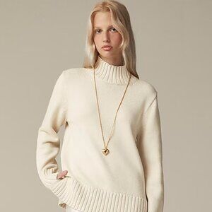 NWT J.Crew Cotton Turtleneck Sweater Size S Pale Bone Ivory